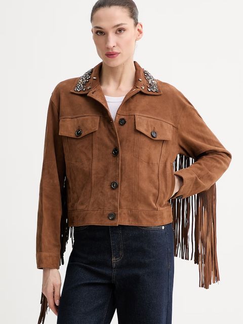 ERMANNO Firenze krótka kurtka damska zamszowa - zdjęcie produktu nr 1