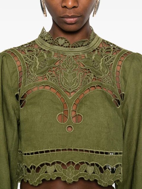 FARM Rio cut-out blouse - Green