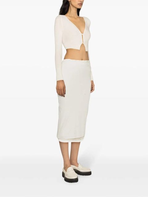 Jil Sander + layered cotton midi skirt - Neutrals