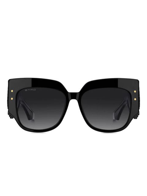 ETRO blossom-embellished rectangle-frame sunglasses - Black - zdjęcie produktu nr 1