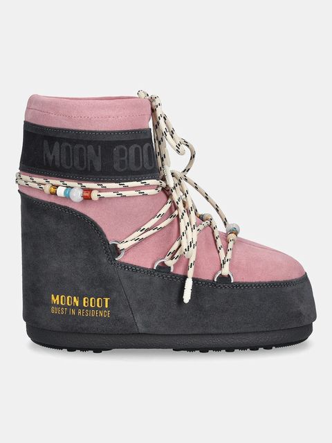 Moon Boot śniegowce MB X GIR ICON LOW SUEDE BEADS kolor różowy 80D1409730-HJ05 - zdjęcie produktu nr 2