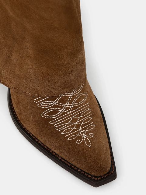 Answear.LAB kowbojki zamszowe kolor brązowy na słupku