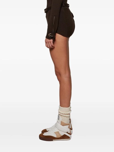 Magda Butrym belted ribbed-knit shorts - Brown