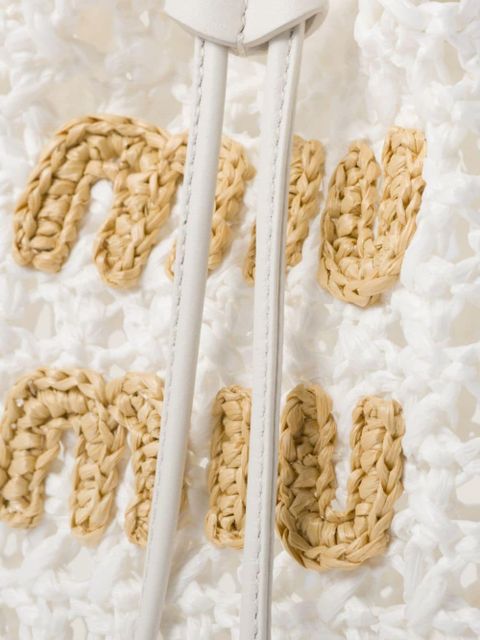Miu Miu woven raffia mini bag - White