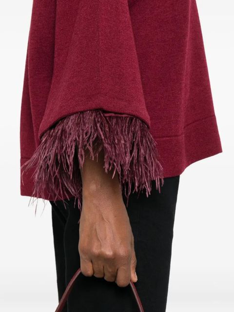 TWINSET feather-trim sweater - Red