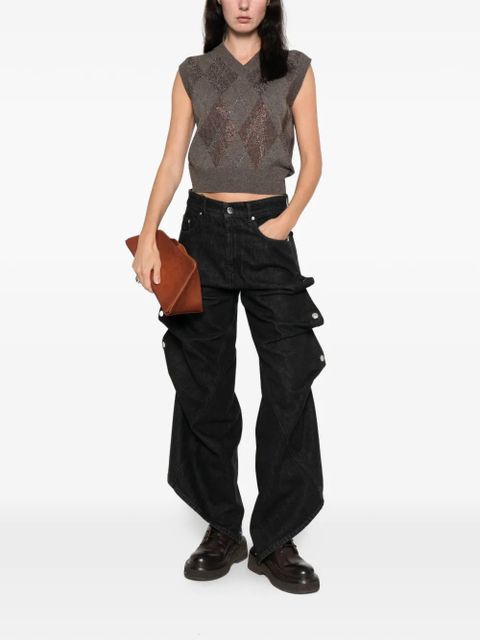 Alexander Wang argyle V-neck vest - Brown