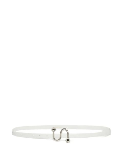 Sportmax curved-buckle leather belt - White - zdjęcie produktu nr 1