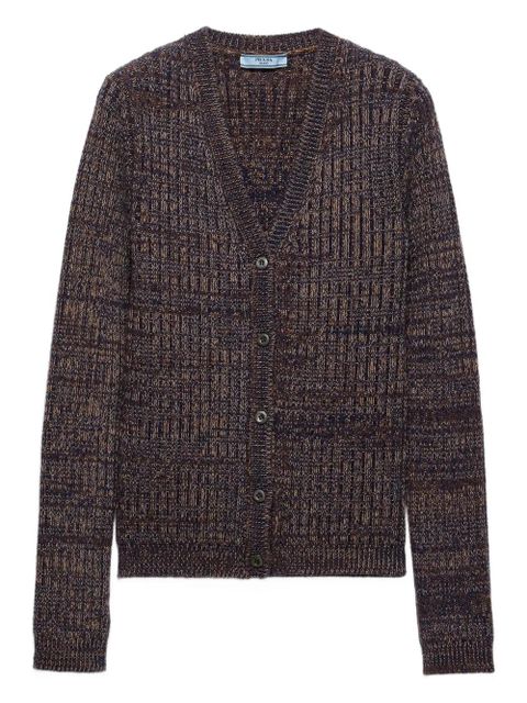 Prada rib-knit V-neck cardigan - Blue - zdjęcie produktu nr 1