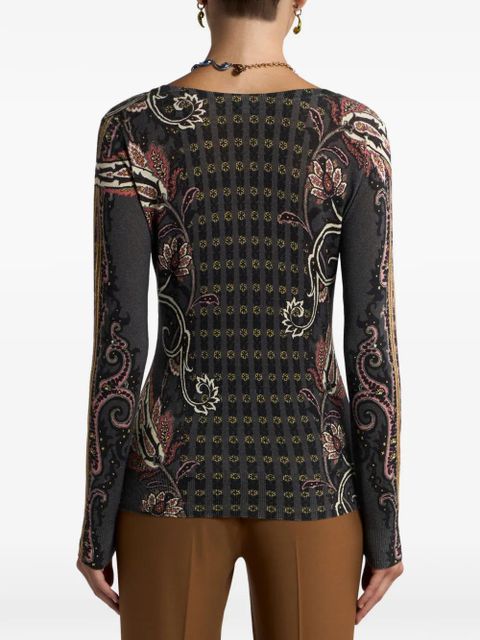 ETRO floral paisley V-neck top - Black