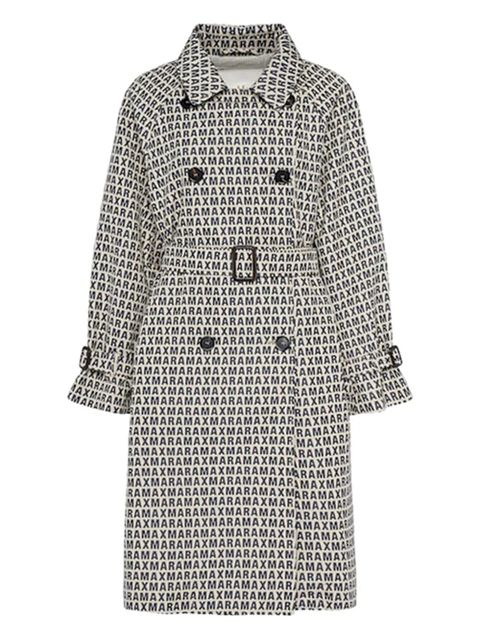 Max Mara logo-print belted raincoat - White - zdjęcie produktu nr 1