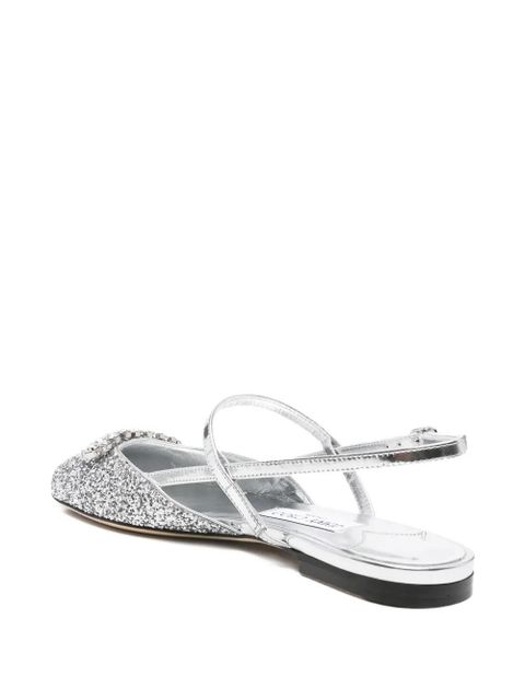 Jimmy Choo Belinda glitter-embellished slingback sandals - Silver - zdjęcie produktu nr 2