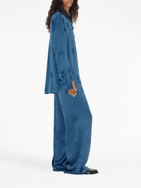 Burberry logo-jacquard wide-leg trousers - Blue