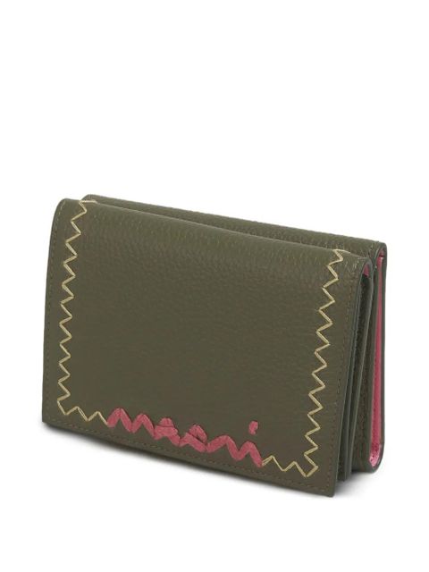Marni textured leather bi-fold wallet - Green