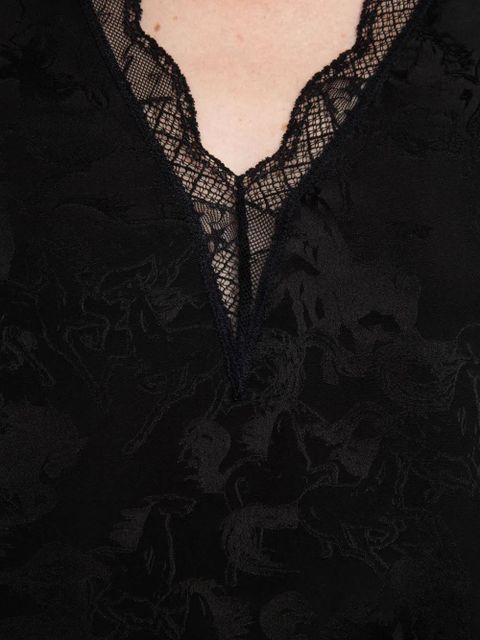 Zadig&Voltaire lace-trimmed floral-print mini dress - Black