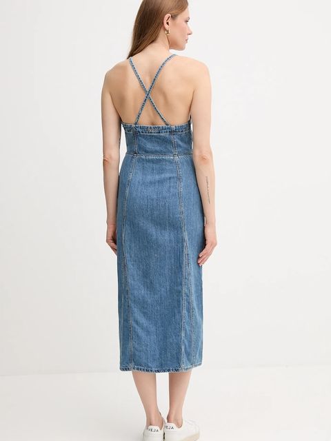Pepe Jeans sukienka jeansowa kolor niebieski maxi rozkloszowana PL953767 - zdjęcie produktu nr 2