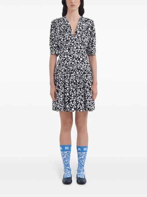 Marni floral-print mini dress - Black