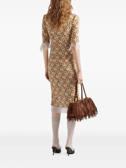 Prada printed georgette midi dress - Neutrals - zdjęcie produktu nr 2