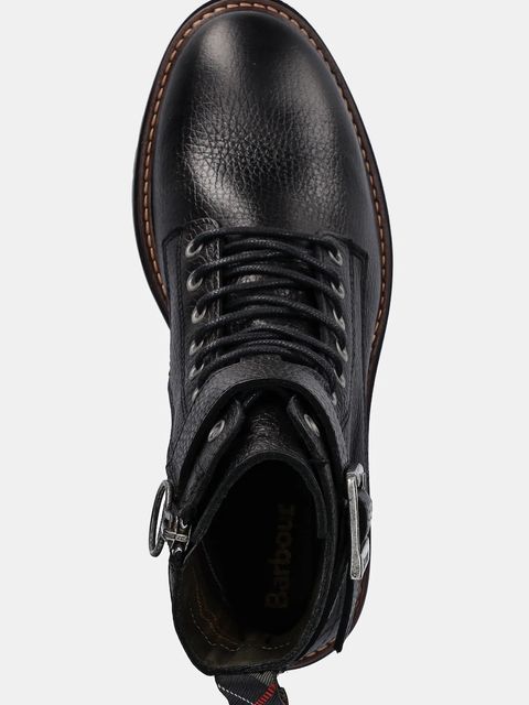 Barbour botki skórzane Heidi damskie kolor czarny na płaskim obcasie LFO0637BK51