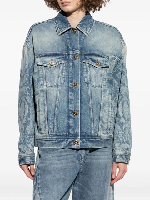 Versace floral-print denim jacket - Blue