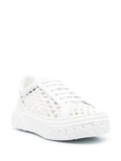 Casadei cut-out low-top leather sneakers - White