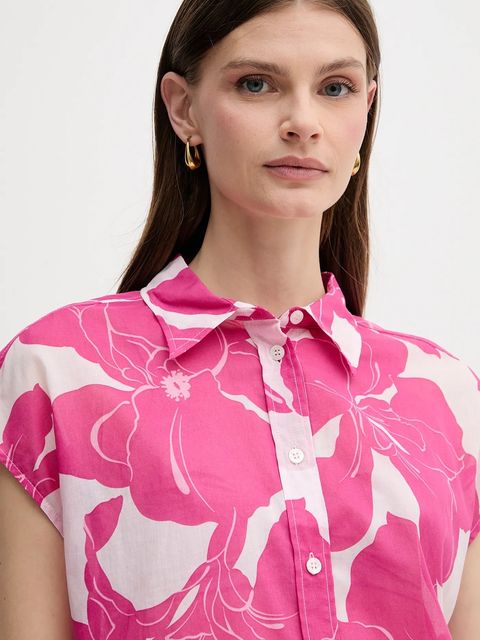 Marc Aurel koszula bawełniana damska kolor różowy relaxed z kołnierzykiem klasycznym 6302-1000-24796