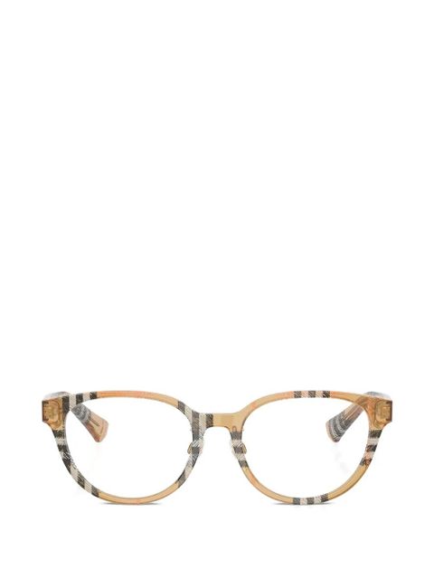 Burberry Eyewear check-pattern round-frame glasses - Neutrals - zdjęcie produktu nr 1