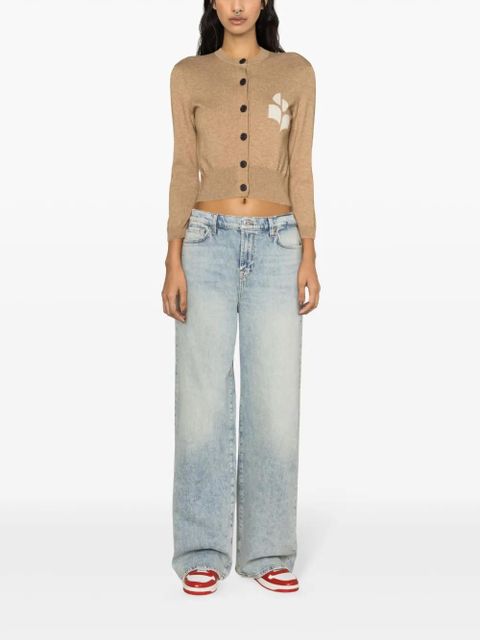 MARANT ÉTOILE Newton intarsia-logo cropped cardigan - Neutrals - zdjęcie produktu nr 2