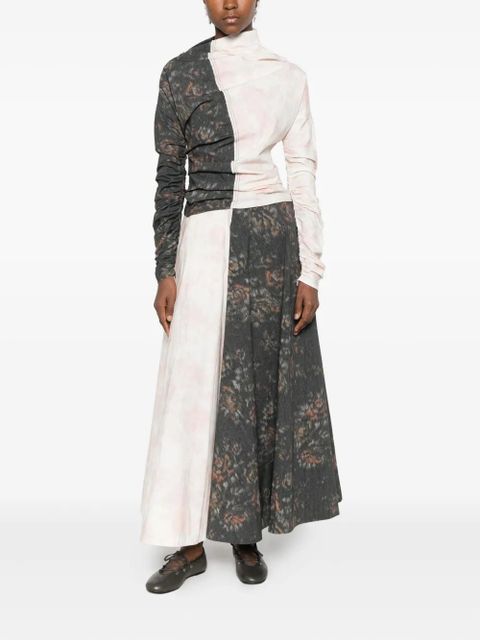 GANNI floral-print panelled skirt - White