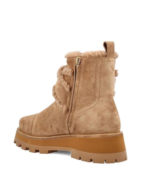Jimmy Choo shearling-trimmed platform boots - Brown