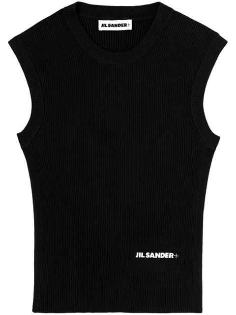 Jil Sander logo-print cotton vest top - Black - zdjęcie produktu nr 1