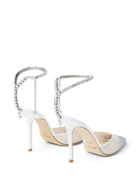 Jimmy Choo 100mm Saeda crystal-embellished pumps - White