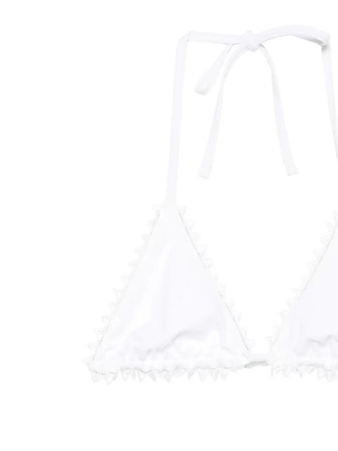 Jacquemus ruffled triangle bikini top - White