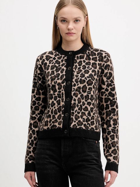 Tommy Jeans kardigan z dodatkiem wełny damski kolor brązowy ciepły DW0DW21968 - zdjęcie produktu nr 1