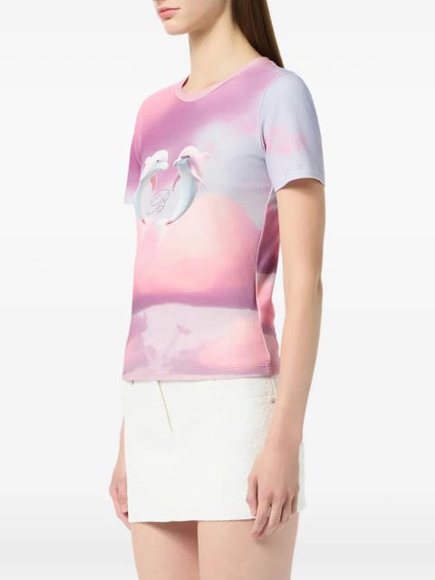 Blumarine dolphin print embroidered T-shirt - Pink