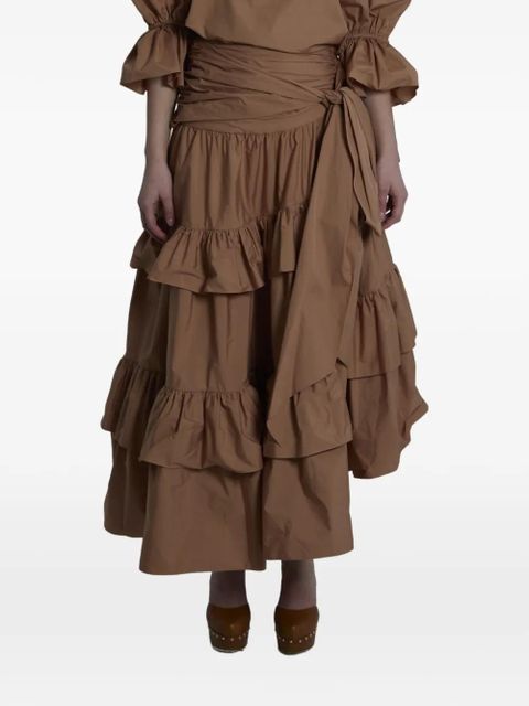 Chloé ruffled tiered midi skirt - Brown - zdjęcie produktu nr 1
