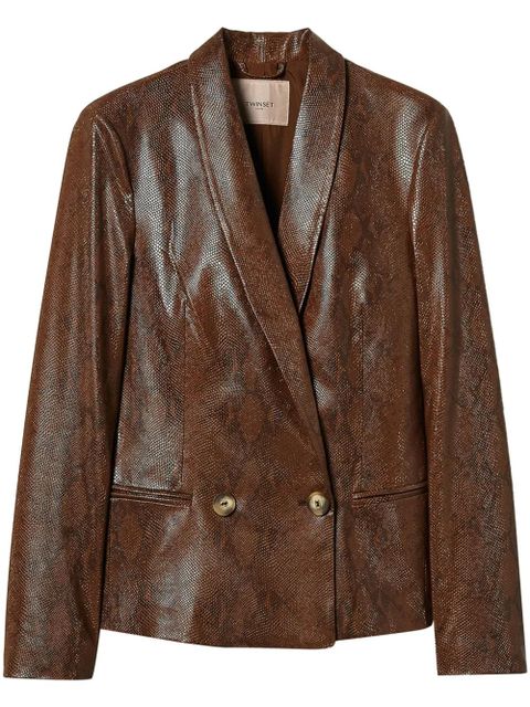 TWINSET lizard-skin effect faux leather blazer - Brown - zdjęcie produktu nr 1