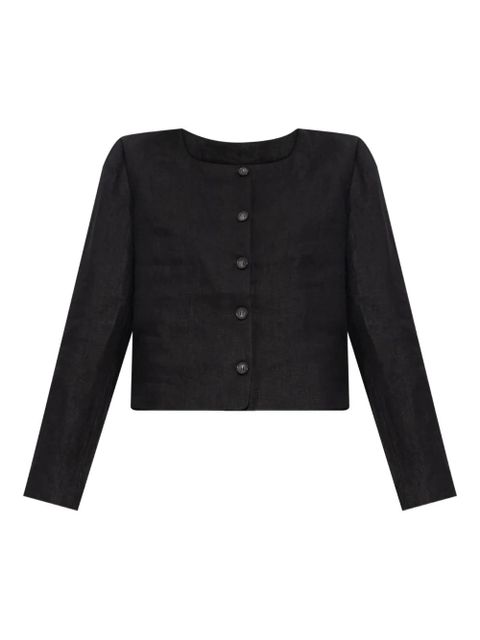 Posse Emma button-front linen jacket - Black - zdjęcie produktu nr 1