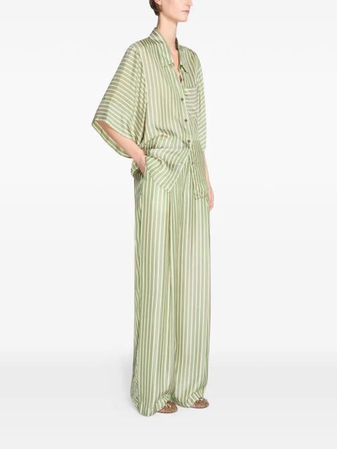 DRIES VAN NOTEN striped short-sleeve shirt - Green