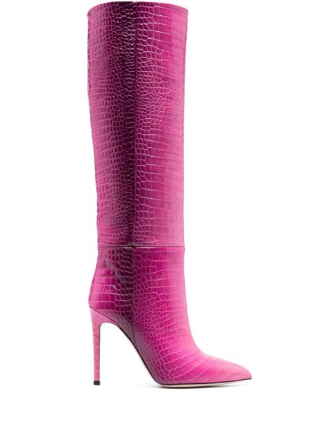 Paris Texas crocodile-effect 105mm leather boots - Pink - zdjęcie produktu nr 1