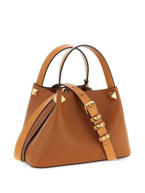 Valentino Garavani small studded V-logo leather tote bag - Brown