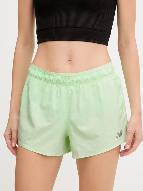 New Balance szorty treningowe damskie kolor zielony gładkie high waist WS41286MEW - zdjęcie produktu nr 1