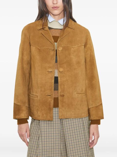 Tory Burch single-breasted suede blazer - Brown
