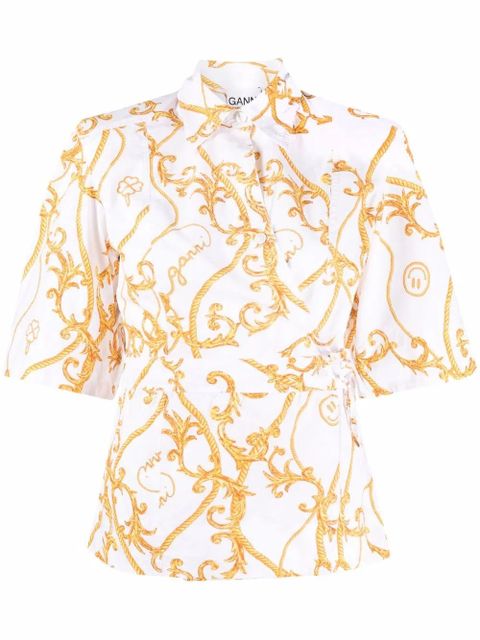 GANNI patterned short-sleeved shirt - White - zdjęcie produktu nr 1