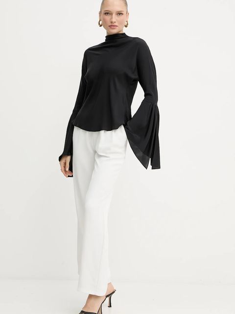 Pinko bluzka z jedwabiem damska kolor czarny gładka 105625 A2S9 - zdjęcie produktu nr 2