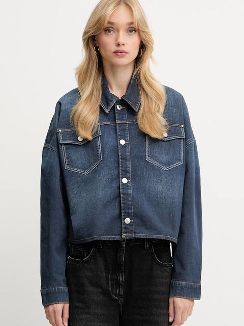 Guess kurtka koszulowa WESTERN kolor granatowy przejściowa oversize W5YN90 D0213 - zdjęcie produktu nr 1