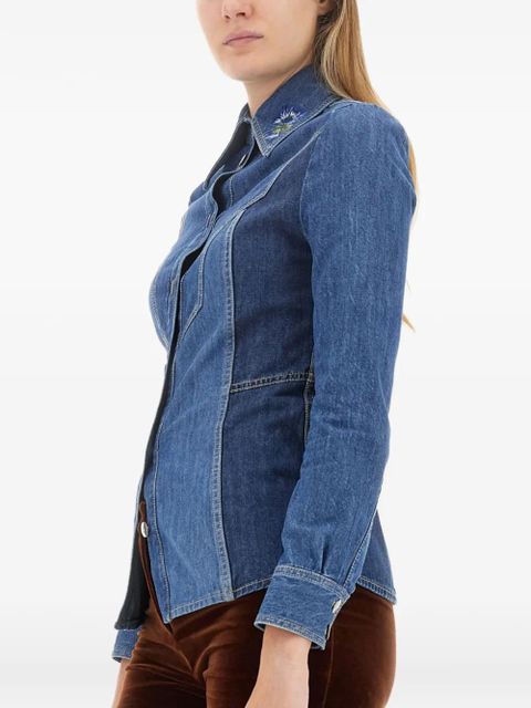 ETRO embroidery slim fit shirt - Blue