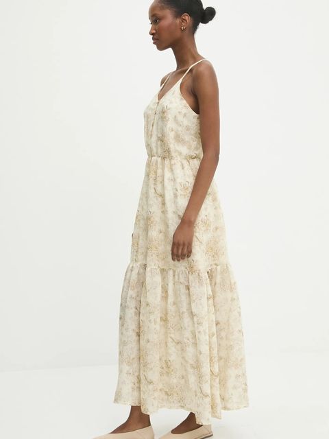 Answear.LAB sukienka kolor beżowy maxi rozkloszowana - zdjęcie produktu nr 2