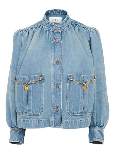 Chloé gathered-detail denim jacket - Blue - zdjęcie produktu nr 2