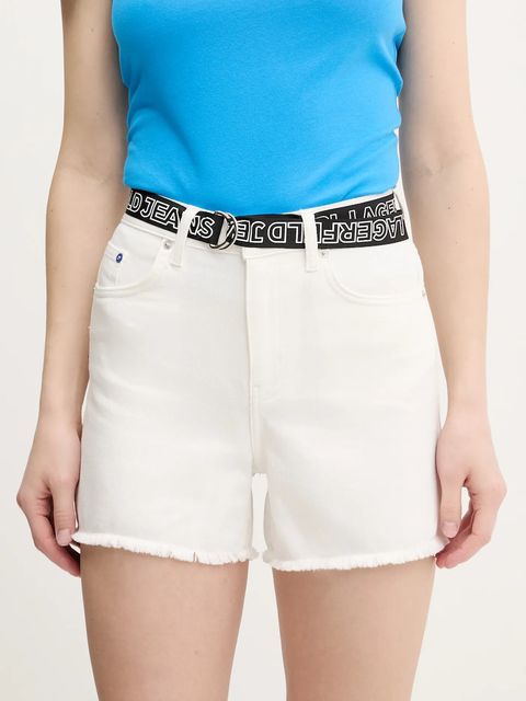 Karl Lagerfeld Jeans szorty jeansowe damskie kolor biały gładkie high waist A2W10039 - zdjęcie produktu nr 1
