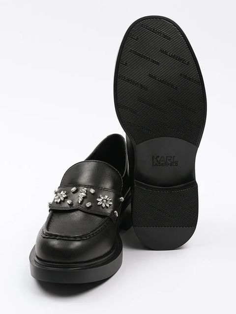 Karl Lagerfeld mokasyny skórzane MACIE damskie kolor czarny na platformie KL41215